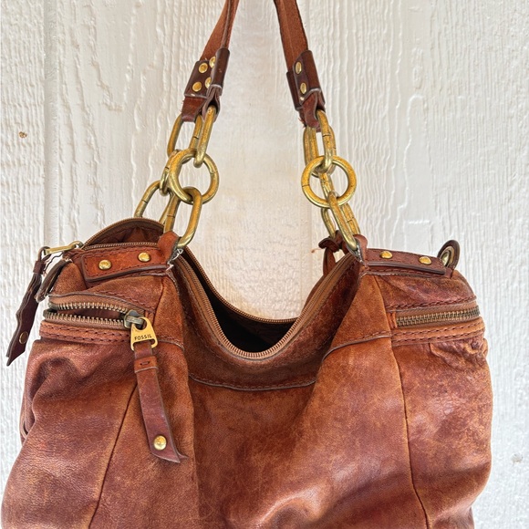 Vintage Fossil Brown Leather Shoulder Bag - Picture 7 of 14